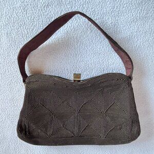 1940s Dark Brown Art Deco Corde Handbag Purse